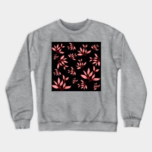 Pink leaves decorative pattern black Crewneck Sweatshirt